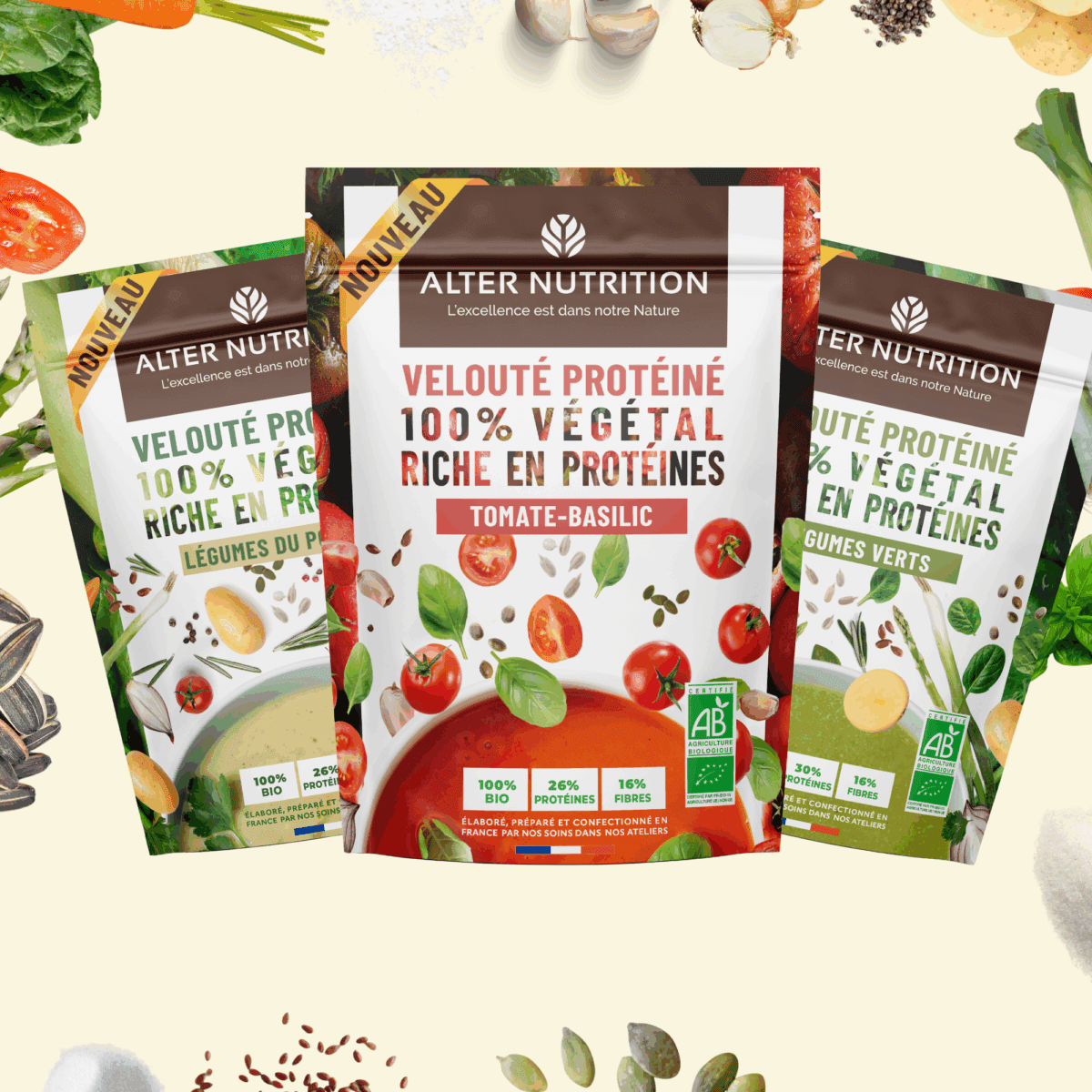 Pack préparations protéinées bio en poudre 5 x 180g