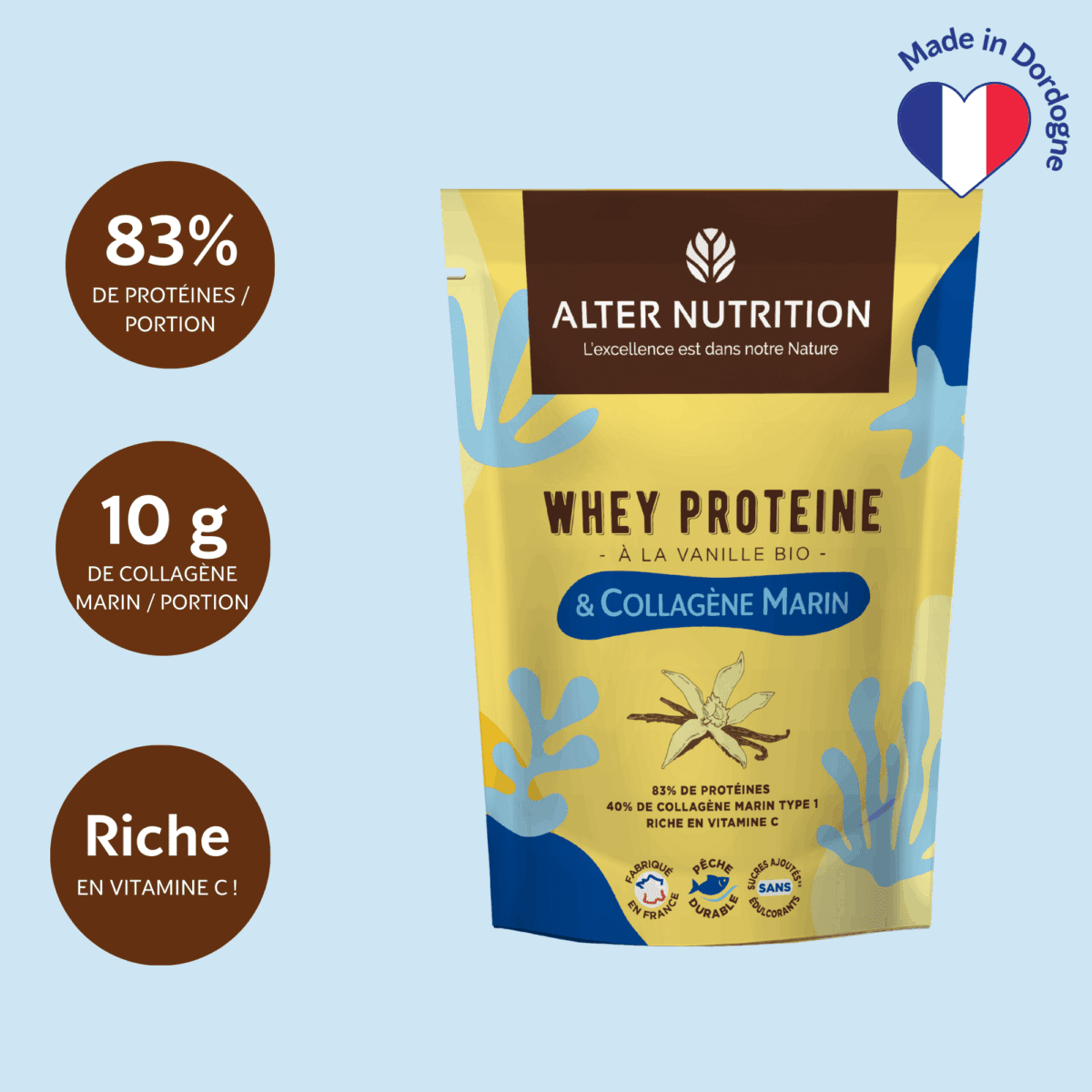 Whey Protéine Bio au Collagène marin