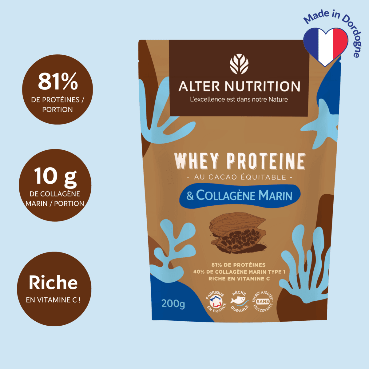 Whey Protéine Bio au Collagène marin