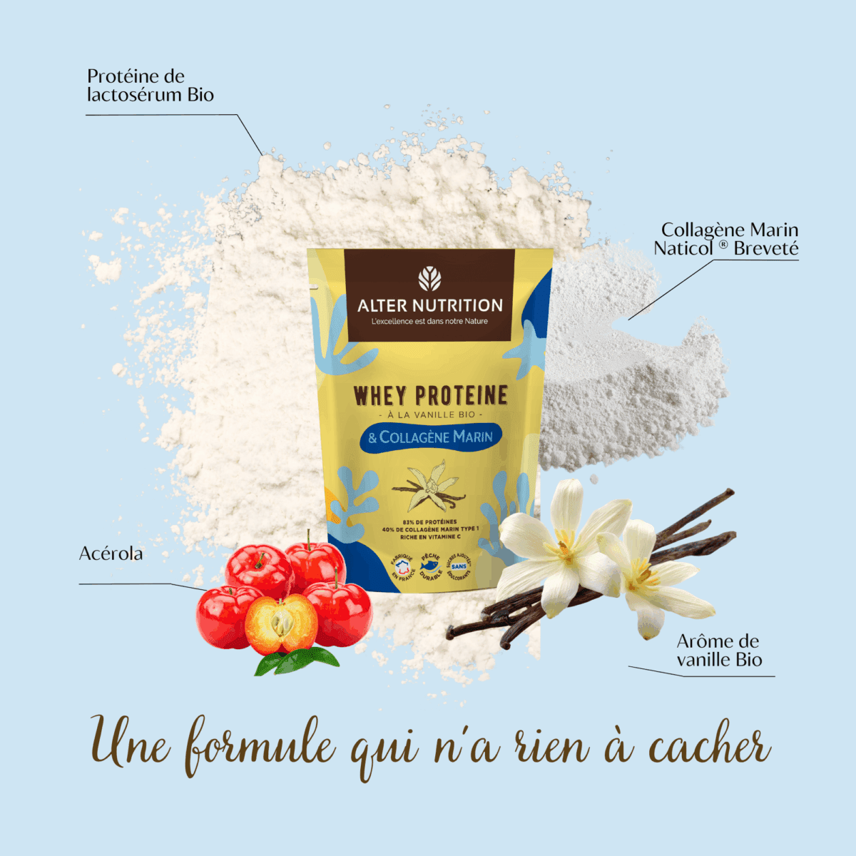 Whey Protéine Bio au Collagène marin