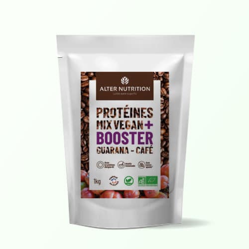 Protéines Mix vegan bio Booster guarana café